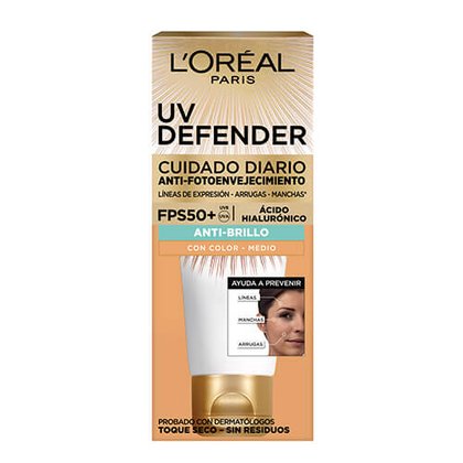 UV Defender Cuidado Facial Anti-Fotoenvejecimiento Anti-brillo Tono Medio Pack